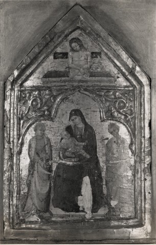 Niedersächsische Landesgalerie — Pietro di Domenico da Montepulciano - sec. XV - Madonna con Bambino in trono tra sante martiri; Cristo in pietà — insieme